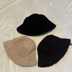 Women’s Fuzzy Furry Fur Bucket Hat Bundle
